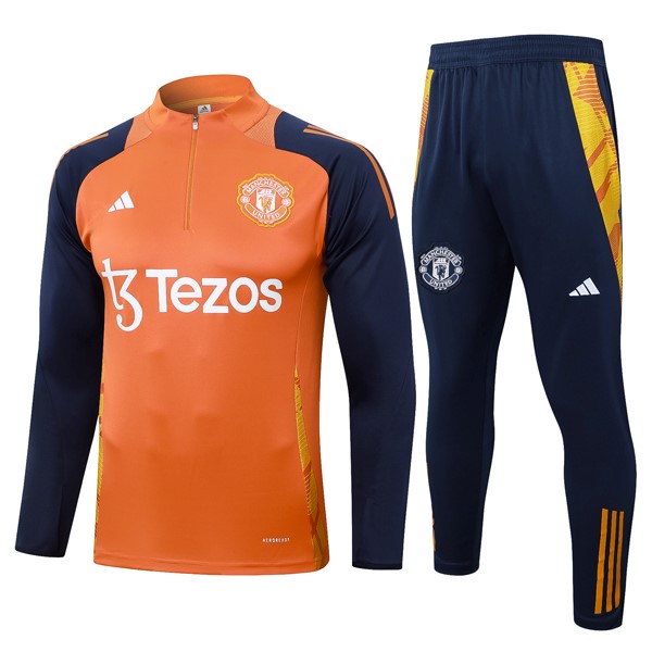 Sudadera De Training Manchester United 2024 2025 Naranja Azul 3